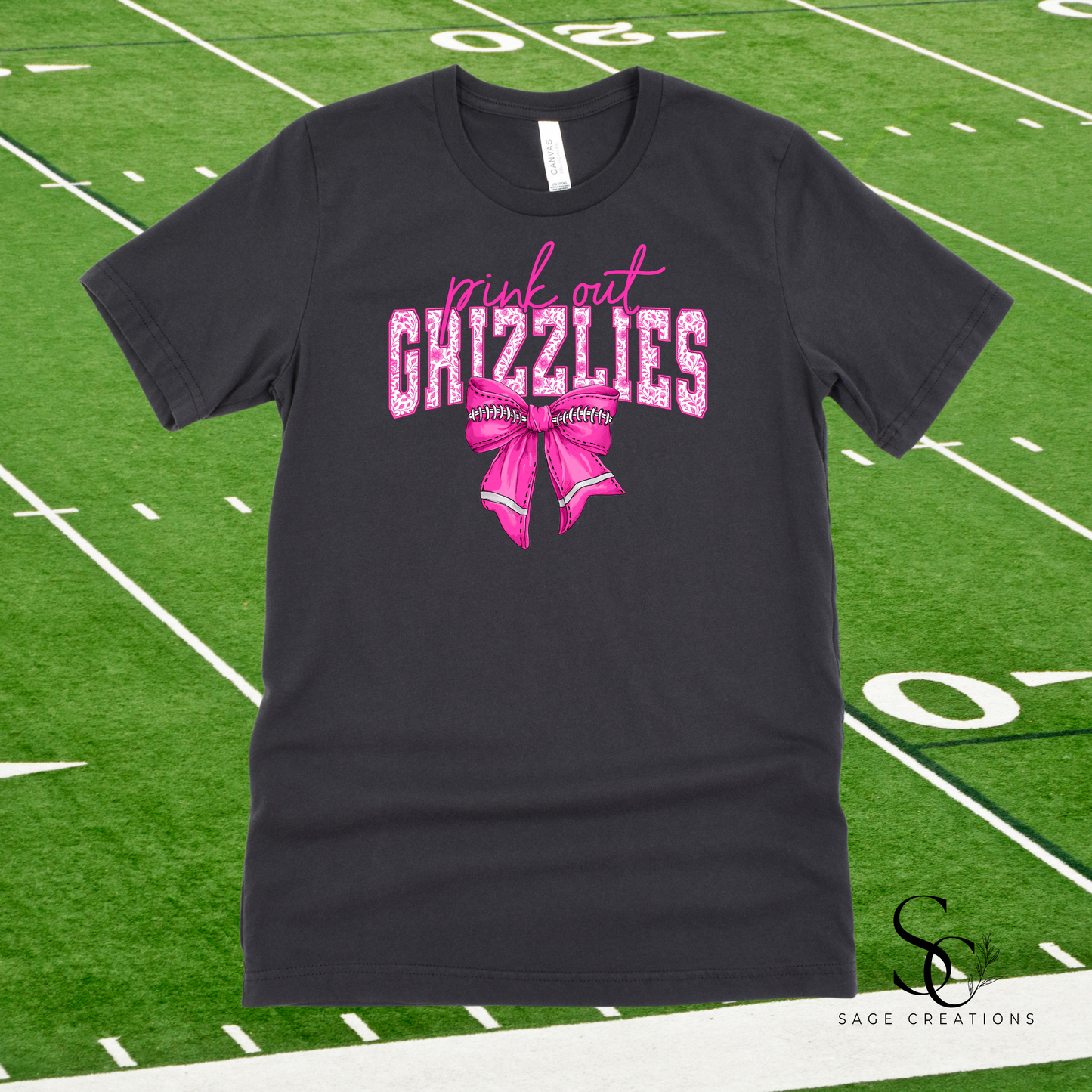 Pink Out - Grizzlies - Football Bow