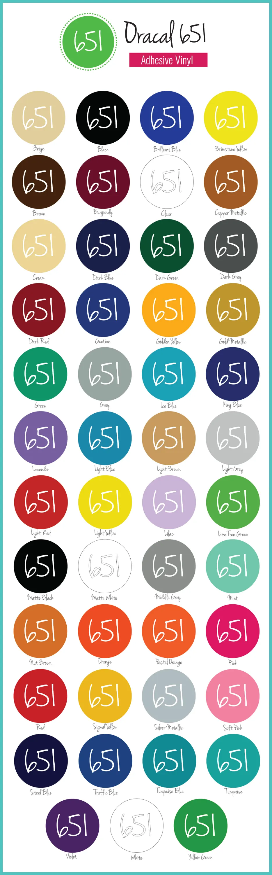 Glossy DECAL/Vinyl Color Options