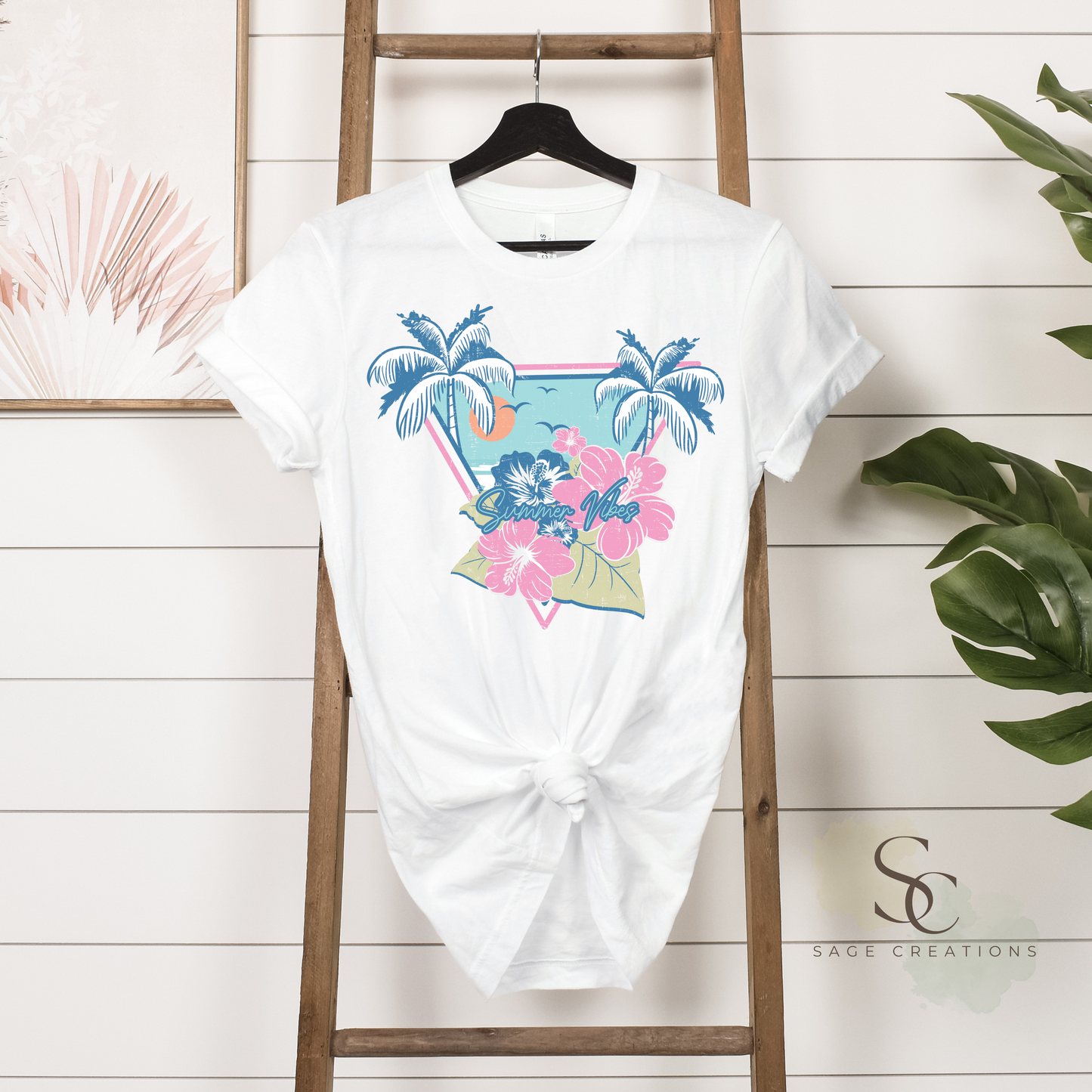 Summer Vibes - Retro Palm/Hibiscus