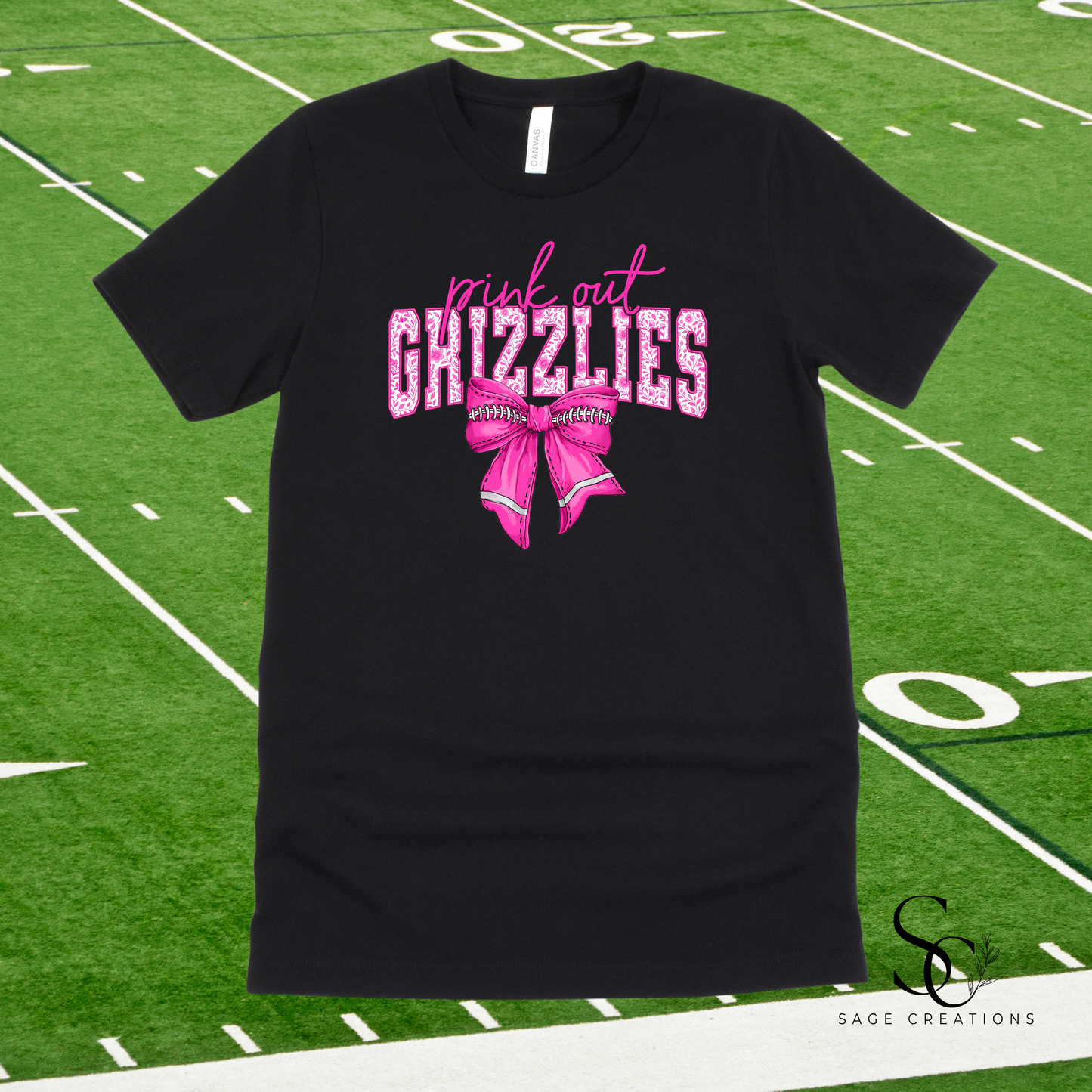 Pink Out - Grizzlies - Football Bow