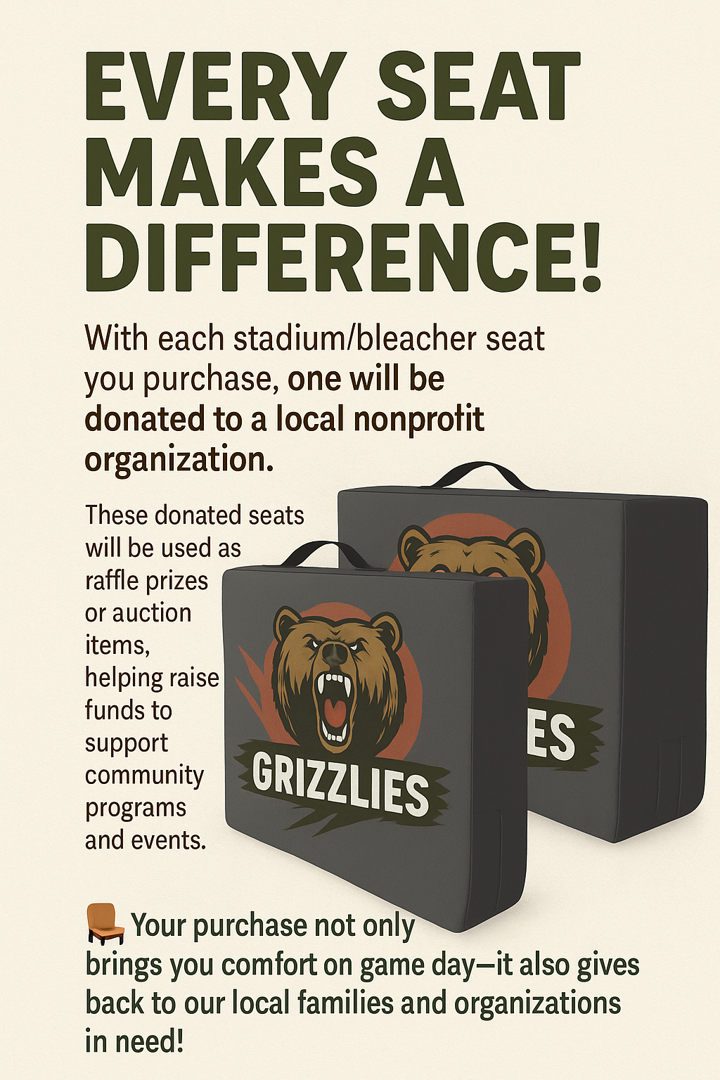 Stadium/Bleacher Cushion - The Seat that Makes a Difference!