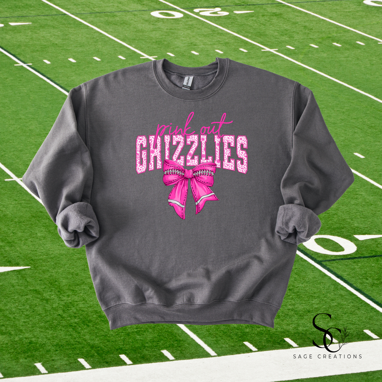 Pink Out - Grizzlies - Football Bow