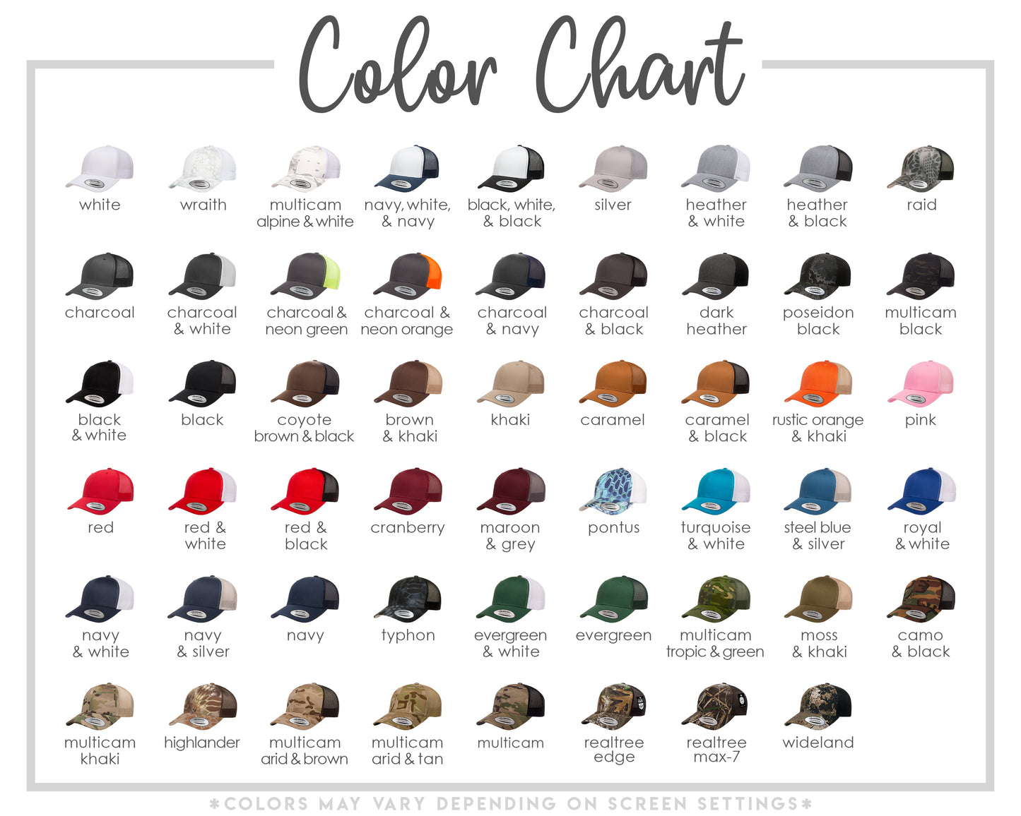 Snap Back Original - Classic - Color Chart