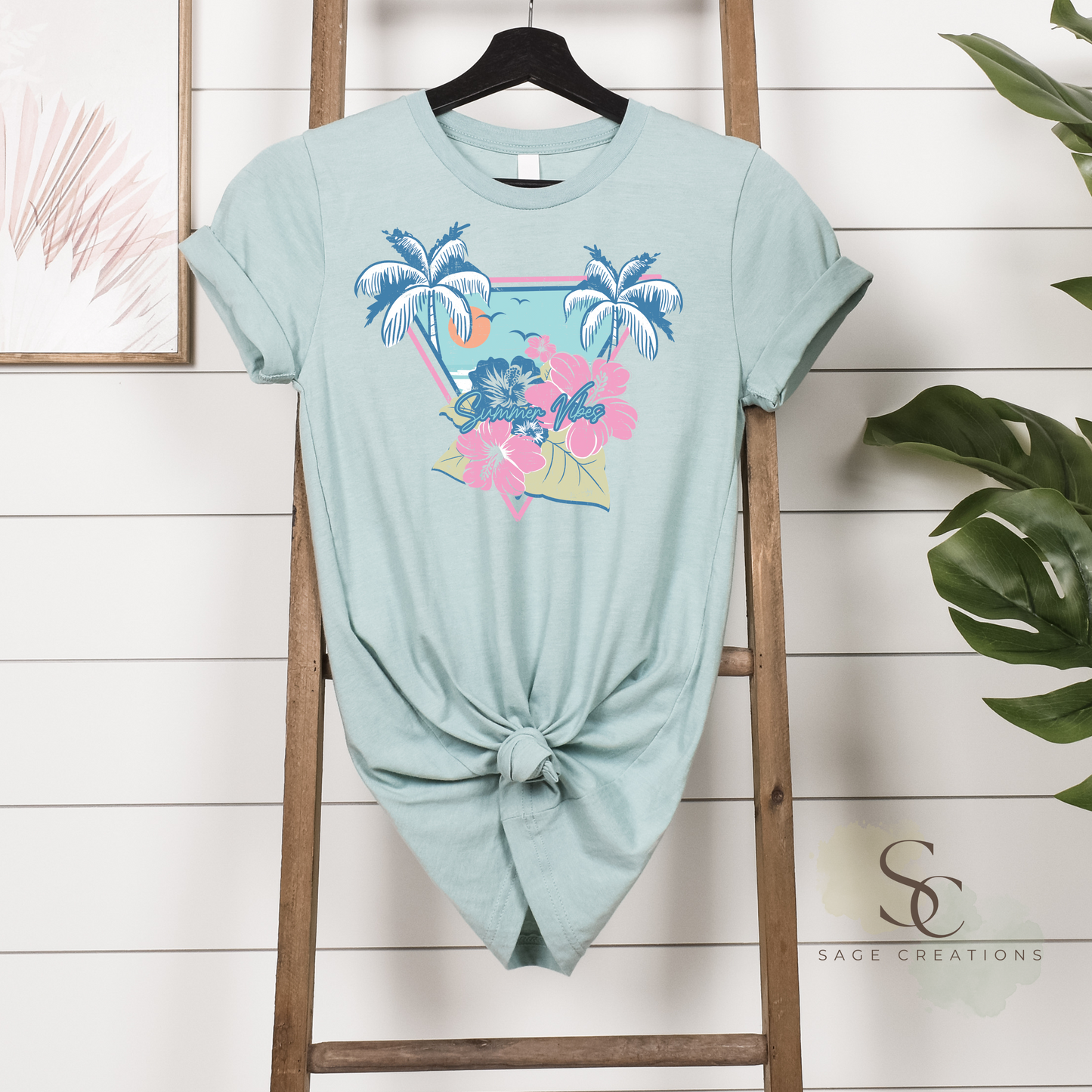 Summer Vibes - Retro Palm/Hibiscus