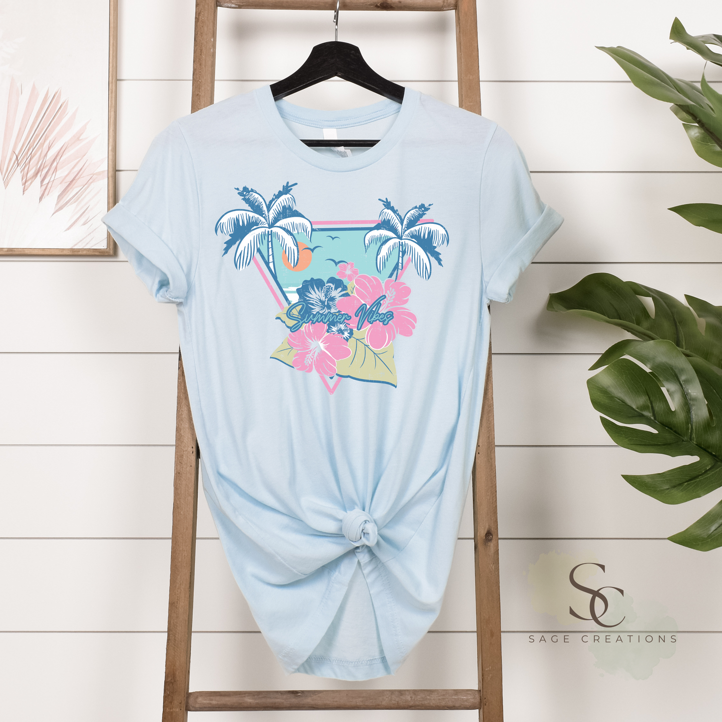 Summer Vibes - Retro Palm/Hibiscus