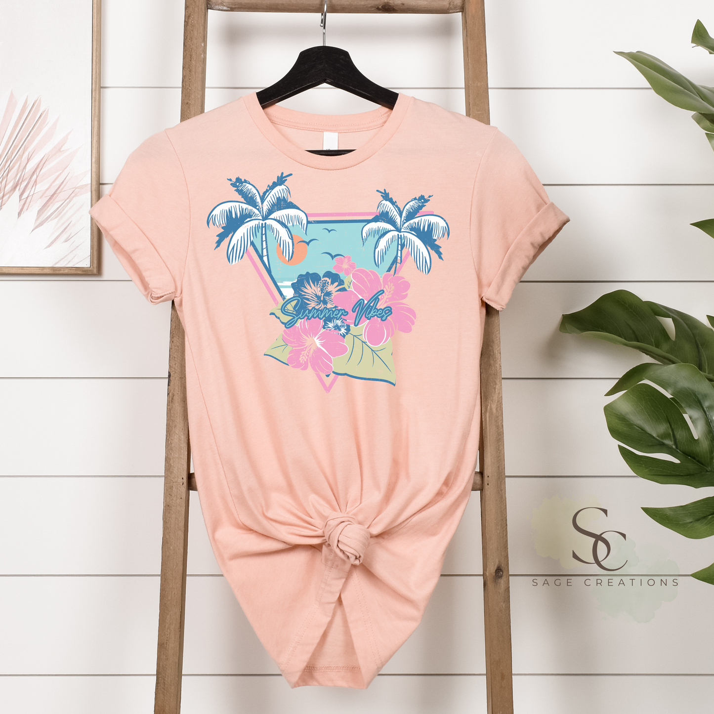 Summer Vibes - Retro Palm/Hibiscus
