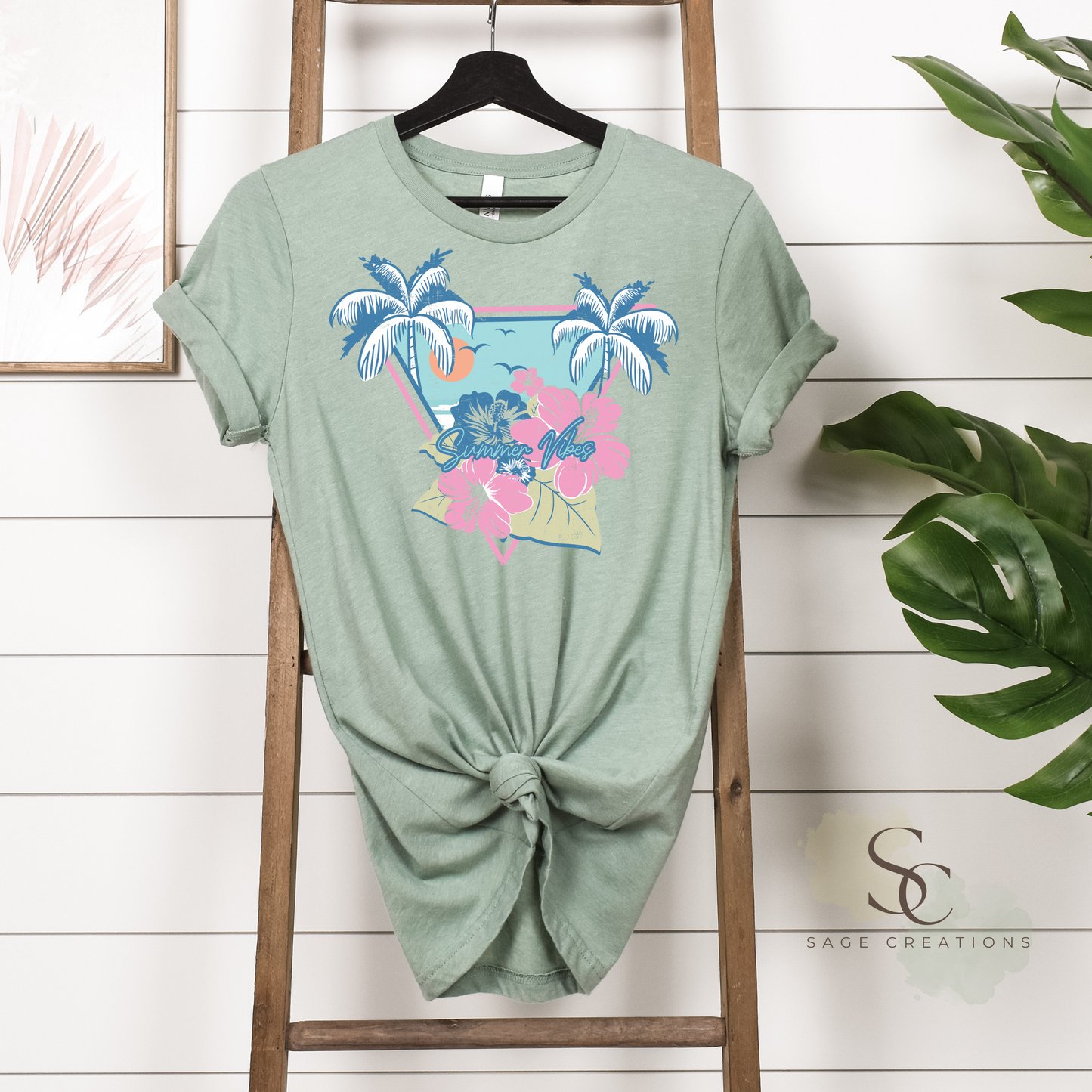 Summer Vibes - Retro Palm/Hibiscus