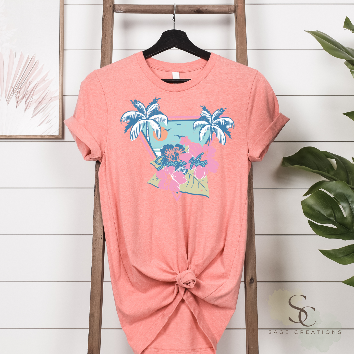 Summer Vibes - Retro Palm/Hibiscus