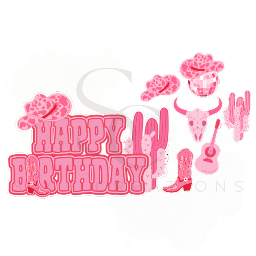 Disco Cowgirl Cupcake toppers - Pink or Colorful