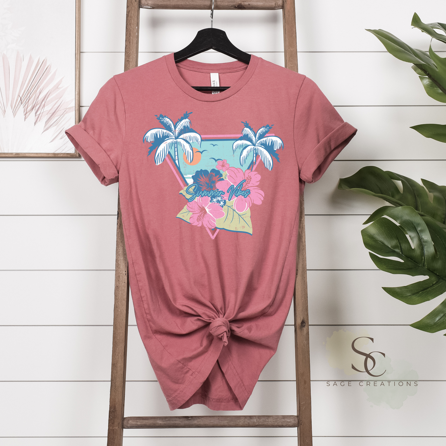 Summer Vibes - Retro Palm/Hibiscus