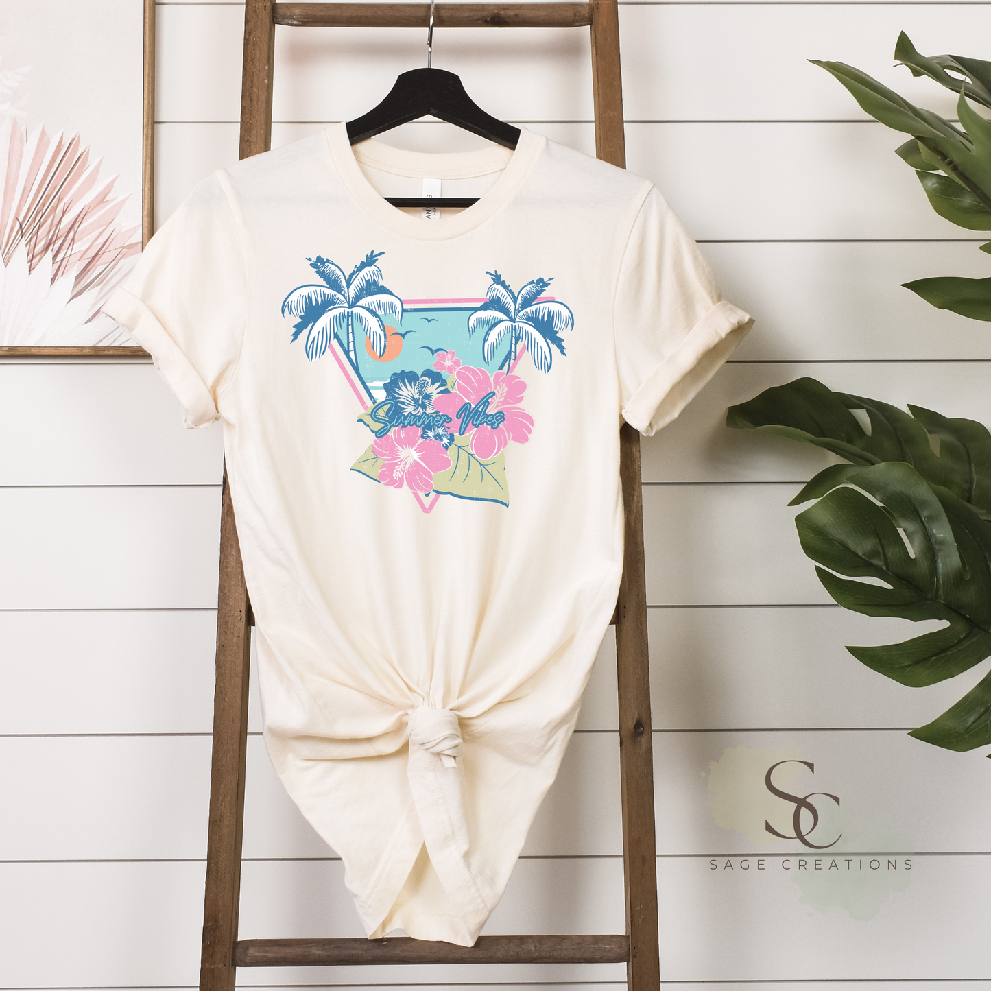 Summer Vibes - Retro Palm/Hibiscus