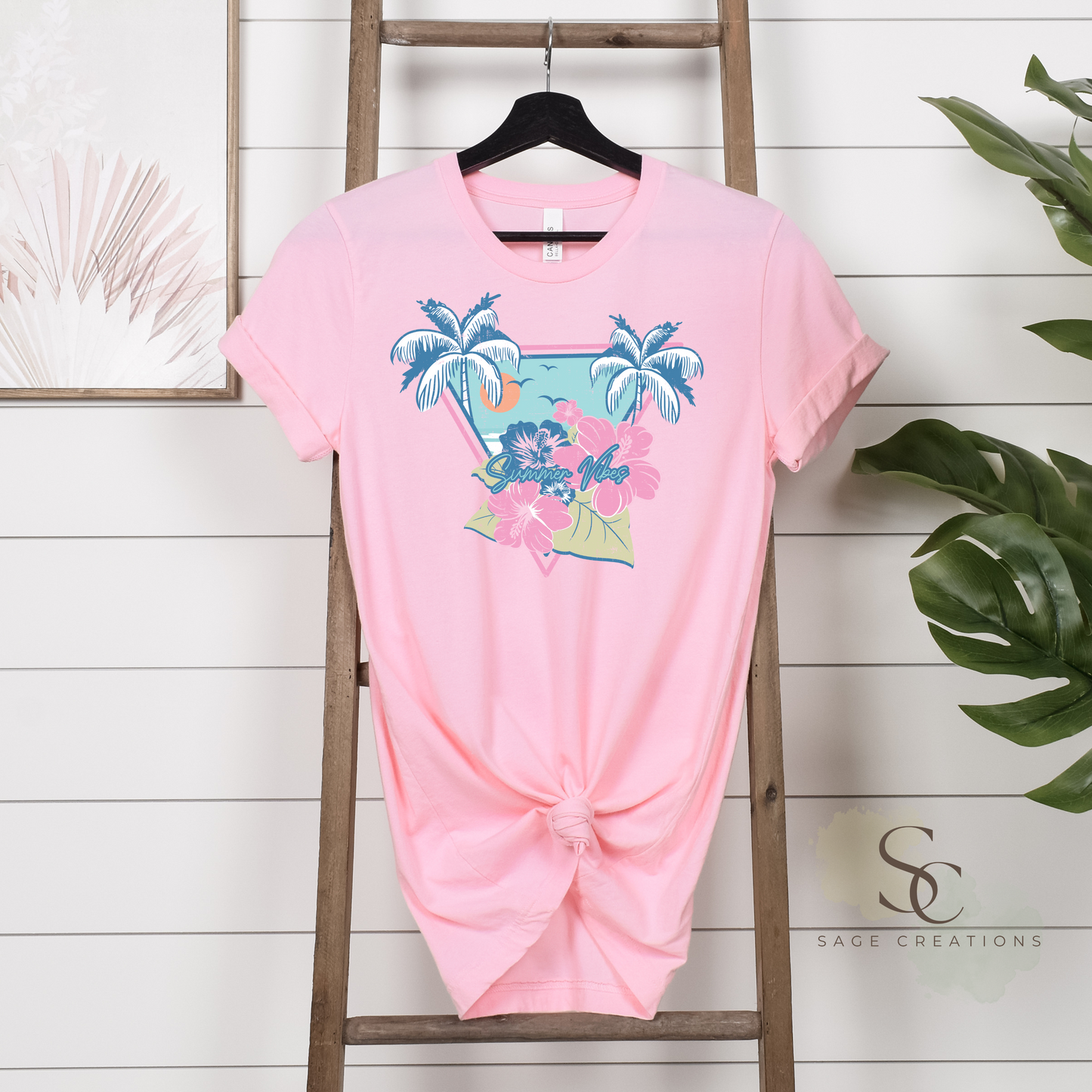 Summer Vibes - Retro Palm/Hibiscus