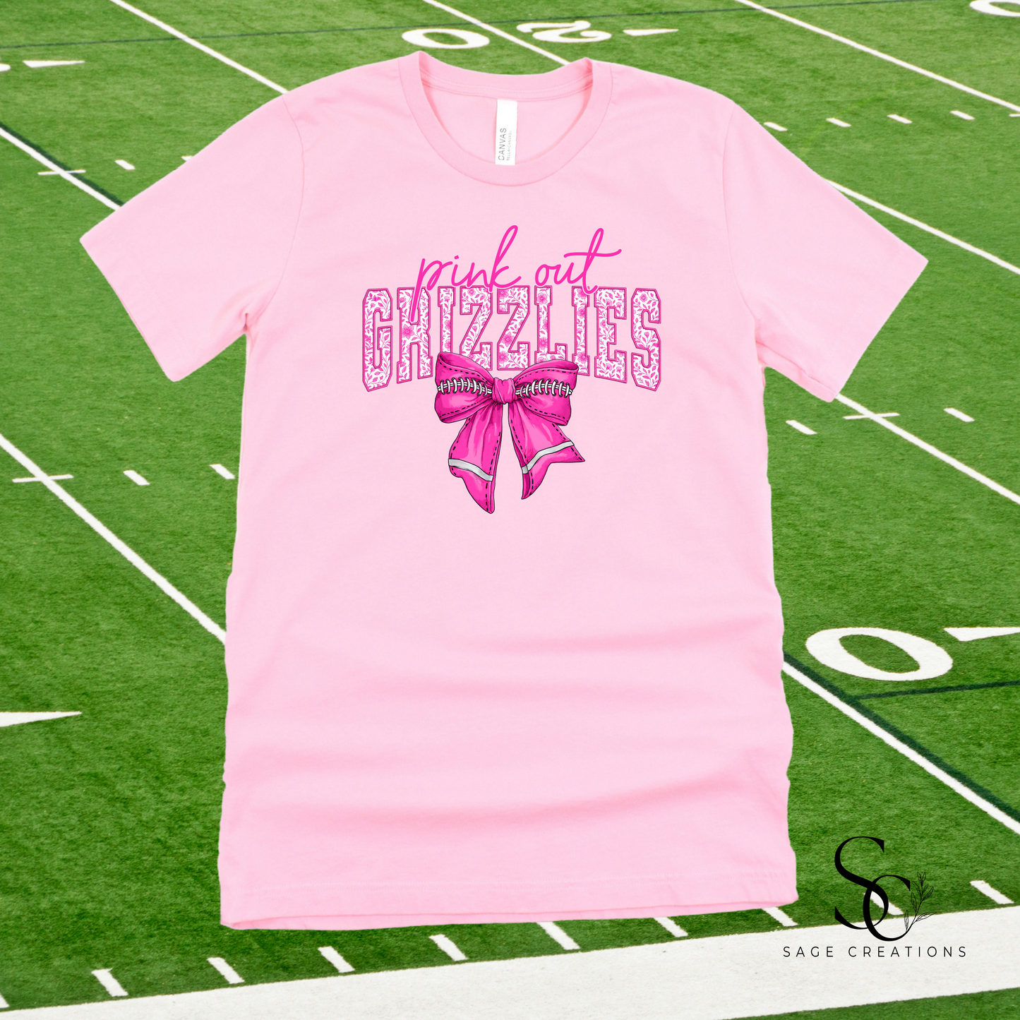 Pink Out - Grizzlies - Football Bow