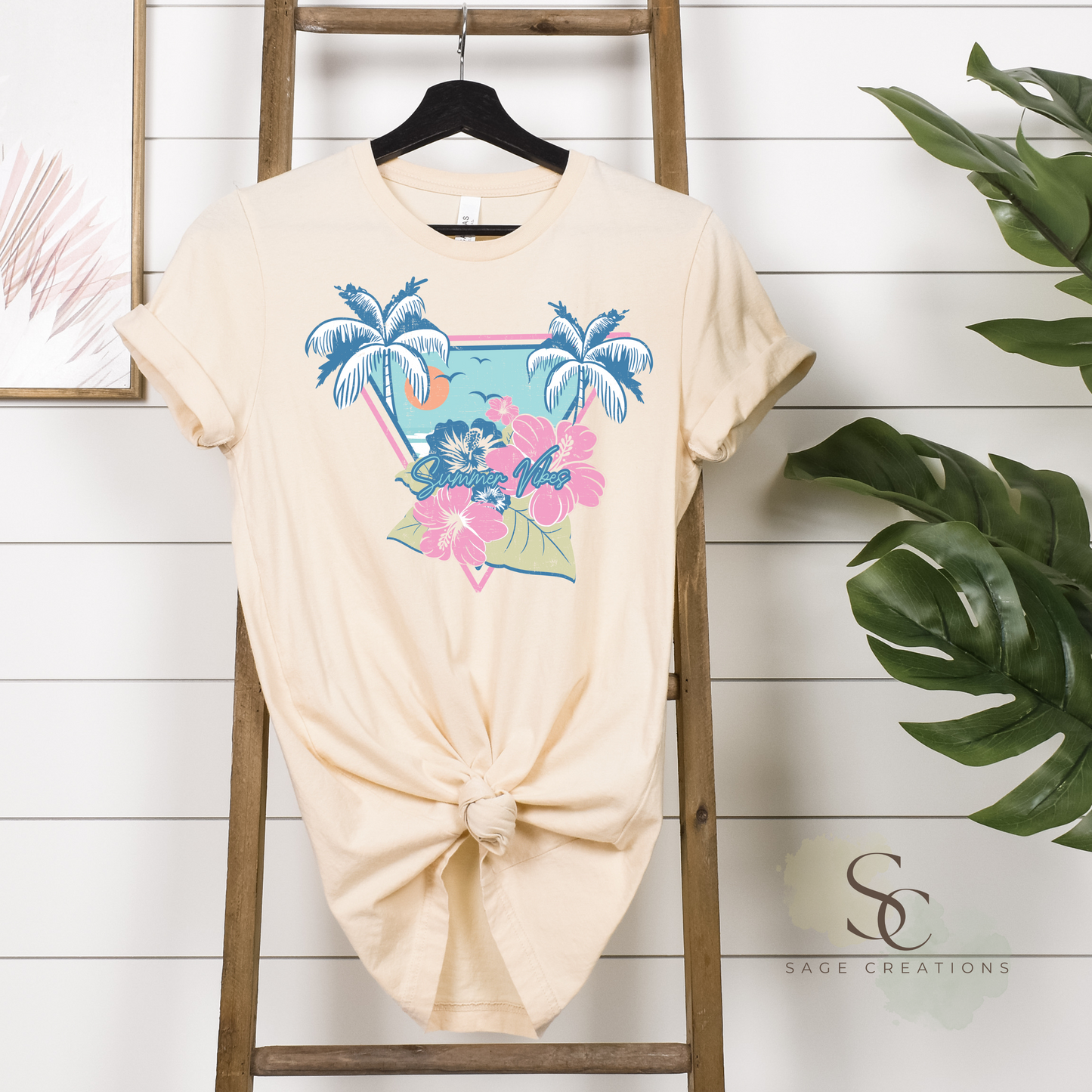 Summer Vibes - Retro Palm/Hibiscus