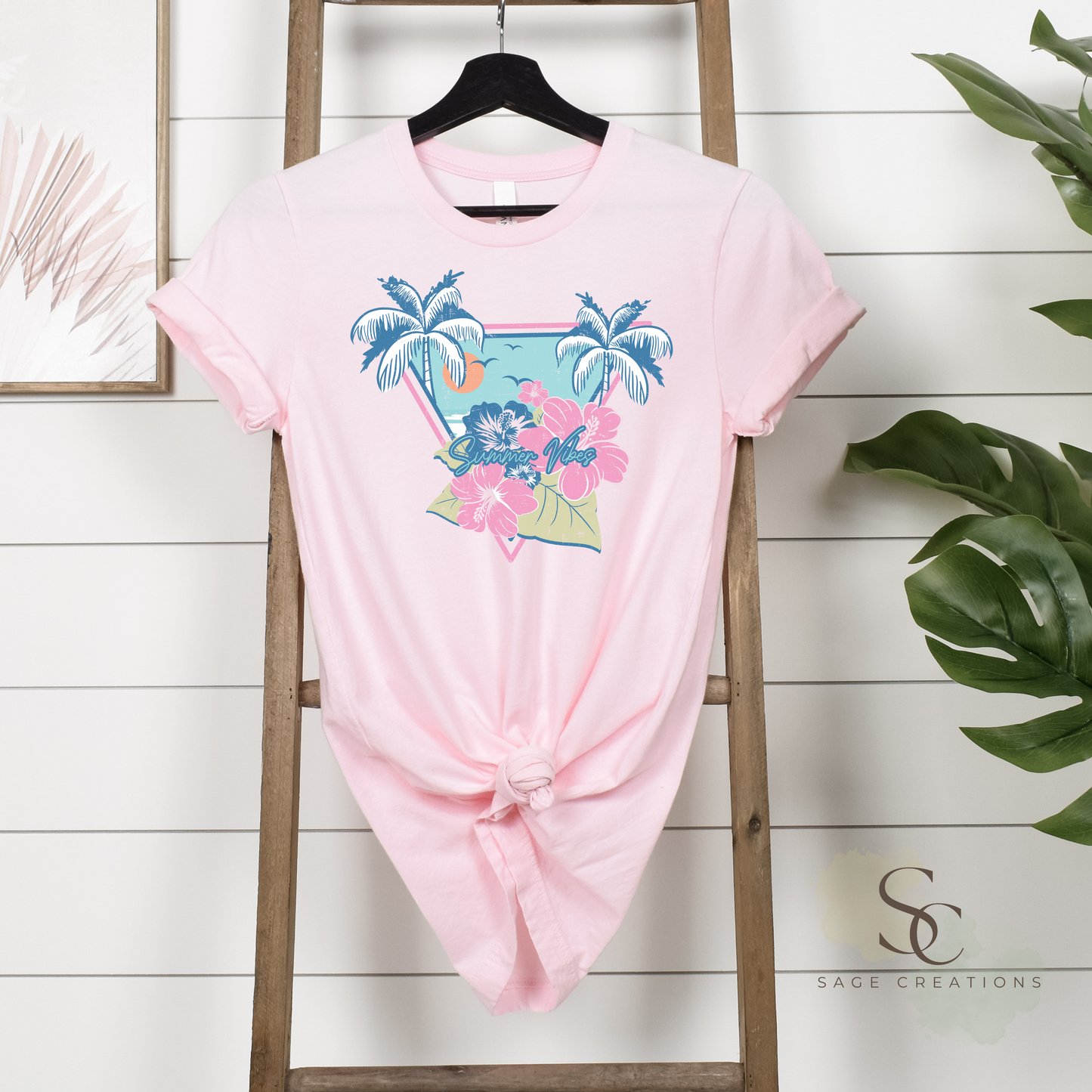 Summer Vibes - Retro Palm/Hibiscus